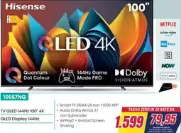 Trony Hisense TV QLED 144Hz 100" 4K offerta