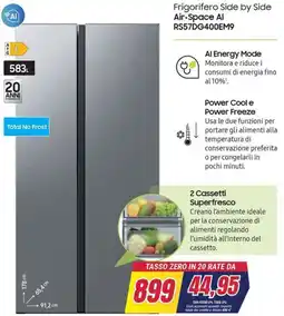 Trony SAMSUNG Frigorifero Side by Side Air-Space Al RS57DG400EM9 offerta