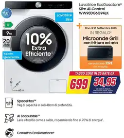 Trony SAMSUNG Lavatrice EcoDosatore Slim Ai-Control WW90DG6G94LK offerta