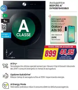 Trony SAMSUNG Asciugatrice BESPOKE AI DV90DB7845GBU3 offerta
