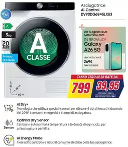 Trony SAMSUNG Asciugatrice Ai-Control DV90DG6845LKU3 offerta