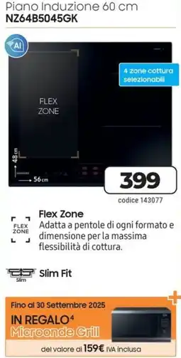 Trony SAMSUNG Piano Induzione 60 cm NZ64B5045GK offerta