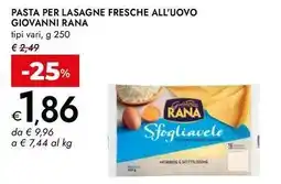 Bennet Pasta per lasagne fresche all'uovo giovanni RANA offerta
