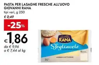 Bennet Pasta per lasagne fresche all'uovo giovanni RANA offerta