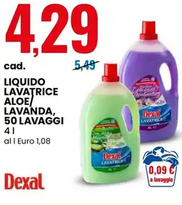 Eurospin Dexal liquido lavatrice aloe/ lavanda, 50 lavaggi offerta