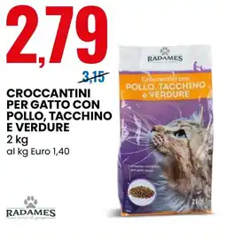 Eurospin Radames croccantini per gatto con pollo, tacchino e verdure offerta