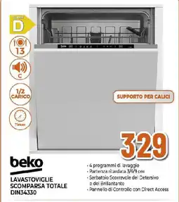 Ipercoop beko LAVASTOVIGLIE SCOMPARSA TOTALE DIN34330 offerta