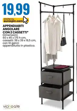 Eurospin Appendiabiti angolare con 2 cassetti offerta