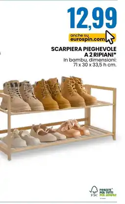 Eurospin Scarpiera pieghevole a 2 ripiani offerta