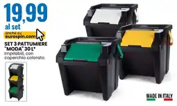 Eurospin Set 3 pattumiere "moda" offerta