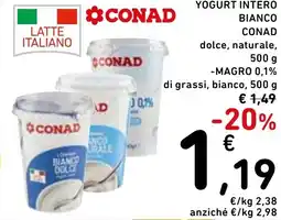 Spazio Conad Yogurt intero bianco-Magro CONAD offerta