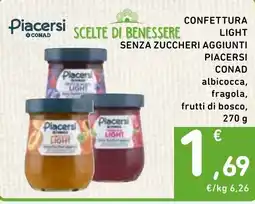 Spazio Conad Confettura light senza zuccheri aggiunti PIACERSI CONAD offerta