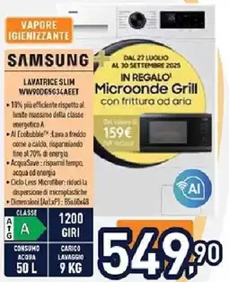 Unieuro SAMSUNG LAVATRICE SLIM WW90065634AEET offerta