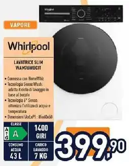 Unieuro Whirlpool LAVATRICE SLIM WAM76WBCIT offerta