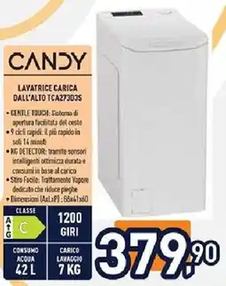 Unieuro CANDY LAVATRICE CARICA DALL'ALTO TCA273D3S offerta