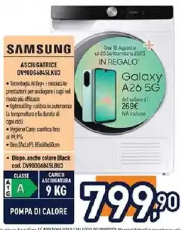 Unieuro SAMSUNG ASCIUGATRICE DV90DG6845LKU3 offerta