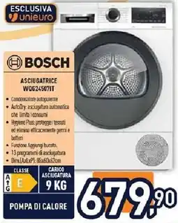 Unieuro BOSCH ASCIUGATRICE WQG24507IT offerta