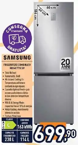 Unieuro SAMSUNG FRIGORIFERO COMBINATO RB34C775CS9 offerta