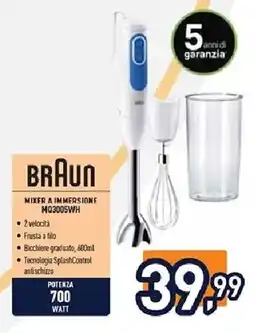 Unieuro BRAUN MIXER A IMMERSIONE MQ3005WH offerta