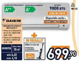 Unieuro DAIKIN CONDIZIONATORE MONOSPLIT PRO ERA 25 WI-FI offerta