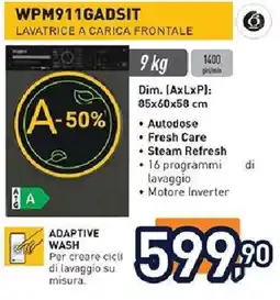 Unieuro WHIRLPOOL WPM911GADSIT LAVATRICE A CARICA FRONTALE offerta