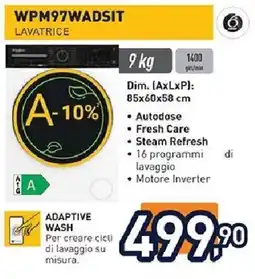 Unieuro Whirlpool WPM97WADSIT LAVATRICE offerta