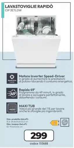 Trony CANDY LAVASTOVIGLIE RAPIDO CIP 3E7LOW offerta