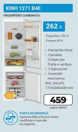 Trony INDESIT FRIGORIFERO COMBINATO KINH 1271 B4E offerta
