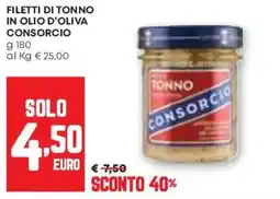 Pam Filetti di tonno in olio d'oliva CONSORCIO offerta