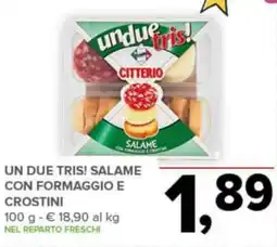 Todis Un due tris! salame con formaggio e crostini offerta