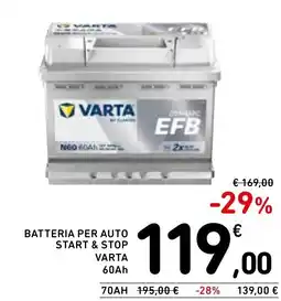 Spazio Conad Batteria per auto start & stop VARTA 60Ah offerta