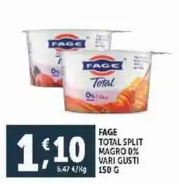 Deco Supermercati Fage total split magro 0% vari gusti offerta