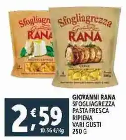 Deco Supermercati Giovanni rana sfogliagrezza pasta fresca ripiena vari gusti offerta