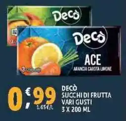 Deco Supermercati Deco succhi di frutta vari gusti offerta