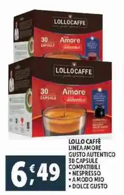 Deco Supermercati Lollo caffè linea amore gusto autentico 30 capsule compatibili-nespresso-a modo mio-dolce gusto offerta