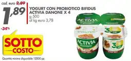 Italmark Yogurt con probiotico bifidus activia DANONE X 4 offerta