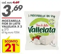 Italmark Mozzarella fior di latte VALLELATA X 3 offerta