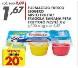 Italmark Formaggio fresco leggero misto frutta/ fragola banaņa pera fruttolo NESTLÉ X 6 offerta