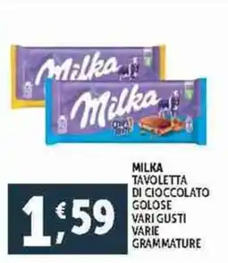 Deco Supermercati Milka tavoletta di cioccolato golose vari gusti varie grammature offerta