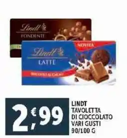 Deco Supermercati Lindt tavoletta di cioccolato vari gusti offerta
