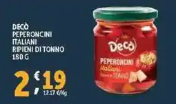 Deco Supermercati Decò peperoncini italiani ripieni di tonno offerta