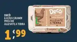 Deco Supermercati Decò 6 uova grandi fresche allevate a terra offerta