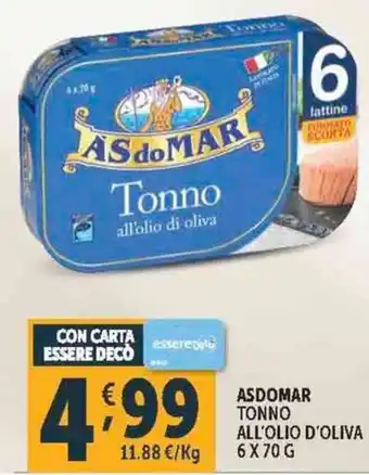 Deco Supermercati Asdomar tonno all'olio d'oliva offerta