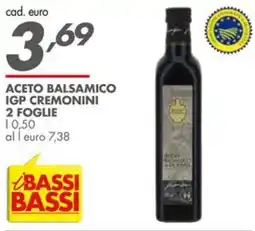 Italmark Aceto balsamico igp cremonini 2 foglie offerta