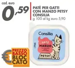 Italmark Paté per gatti con manzo petsy CONSILIA offerta