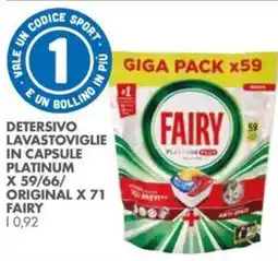 Italmark Detersivo lavastoviglie in capsule platinum x 59/66/ original x 71 FAIRY offerta