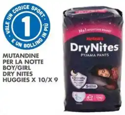 Italmark Mutandine per la notte boy/girl dry nites HUGGIES X 10/X 9 offerta