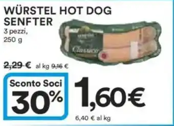 Ipercoop Würstel hot dog SENFTER offerta