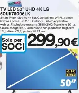 Ipercoop TV LED 50” UHD 4K LG 50UR78006LK offerta