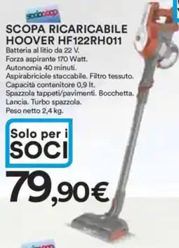 Ipercoop SCOPA RICARICABILE HOOVER HF122RH011 offerta